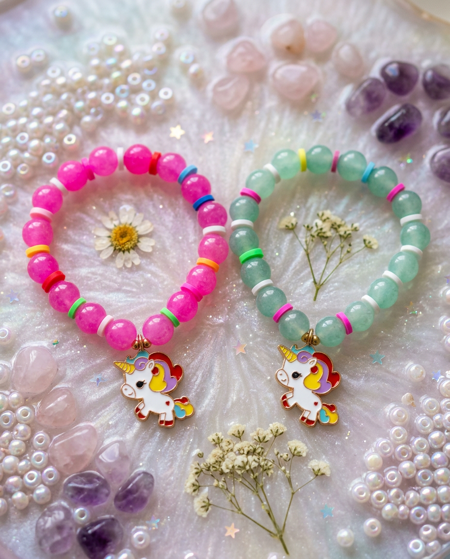 Kids Unicorn Beaded Bracelet Rakhi Set | Cute Cartoon Rakhi for Boys & Girls | Handmade Raksha Bandhan Gift