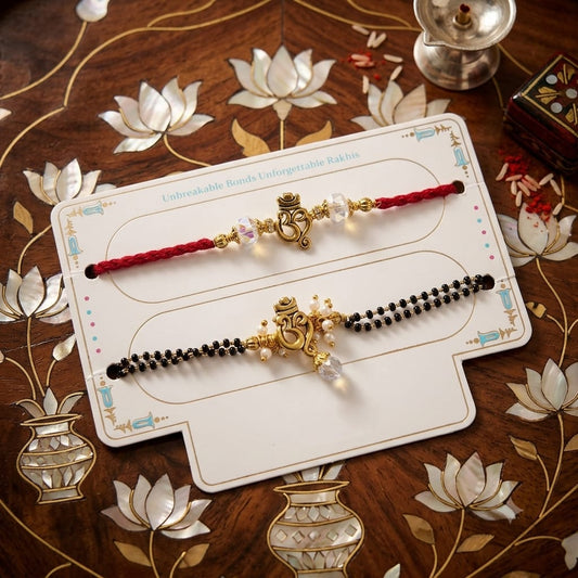 Ganesh Bhaiya Bhabhi Rakhi Set with Beads | Designer Rakhi Combo