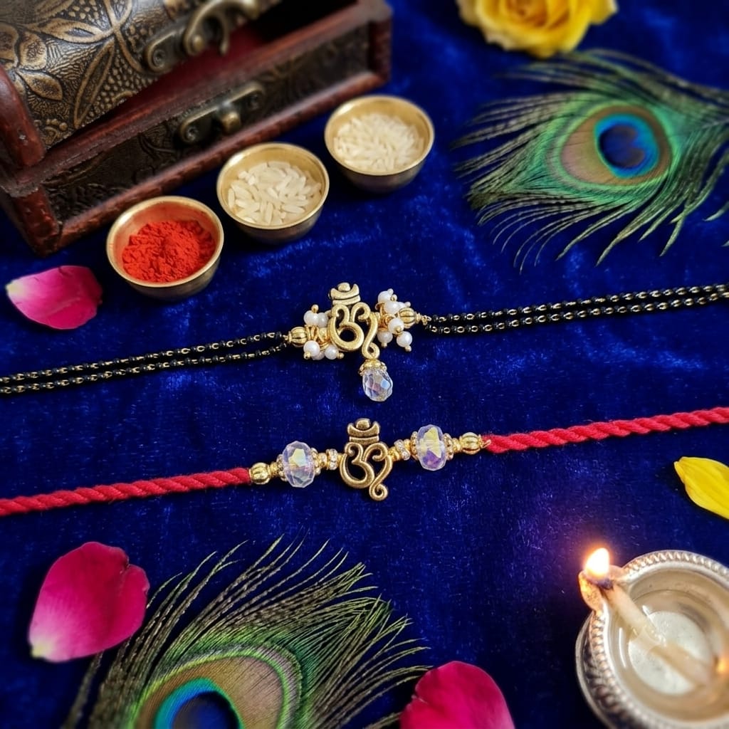 Ganesh Bhaiya Bhabhi Rakhi Set with Beads | Designer Rakhi Combo