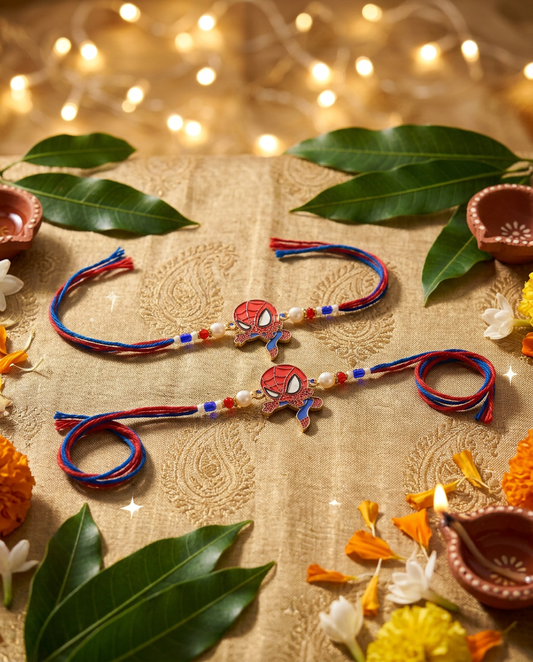Spider-Man Kids Rakhi for Brother | Superhero Cartoon Rakhi with Beads | Handmade Designer Raksha Bandhan Rakhi for Boys