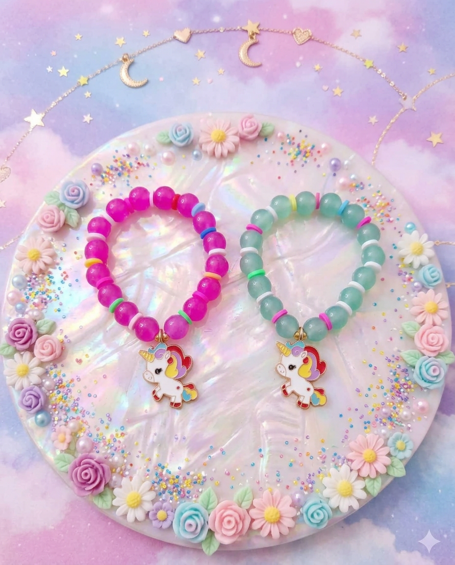Kids Unicorn Beaded Bracelet Rakhi Set | Cute Cartoon Rakhi for Boys & Girls | Handmade Raksha Bandhan Gift