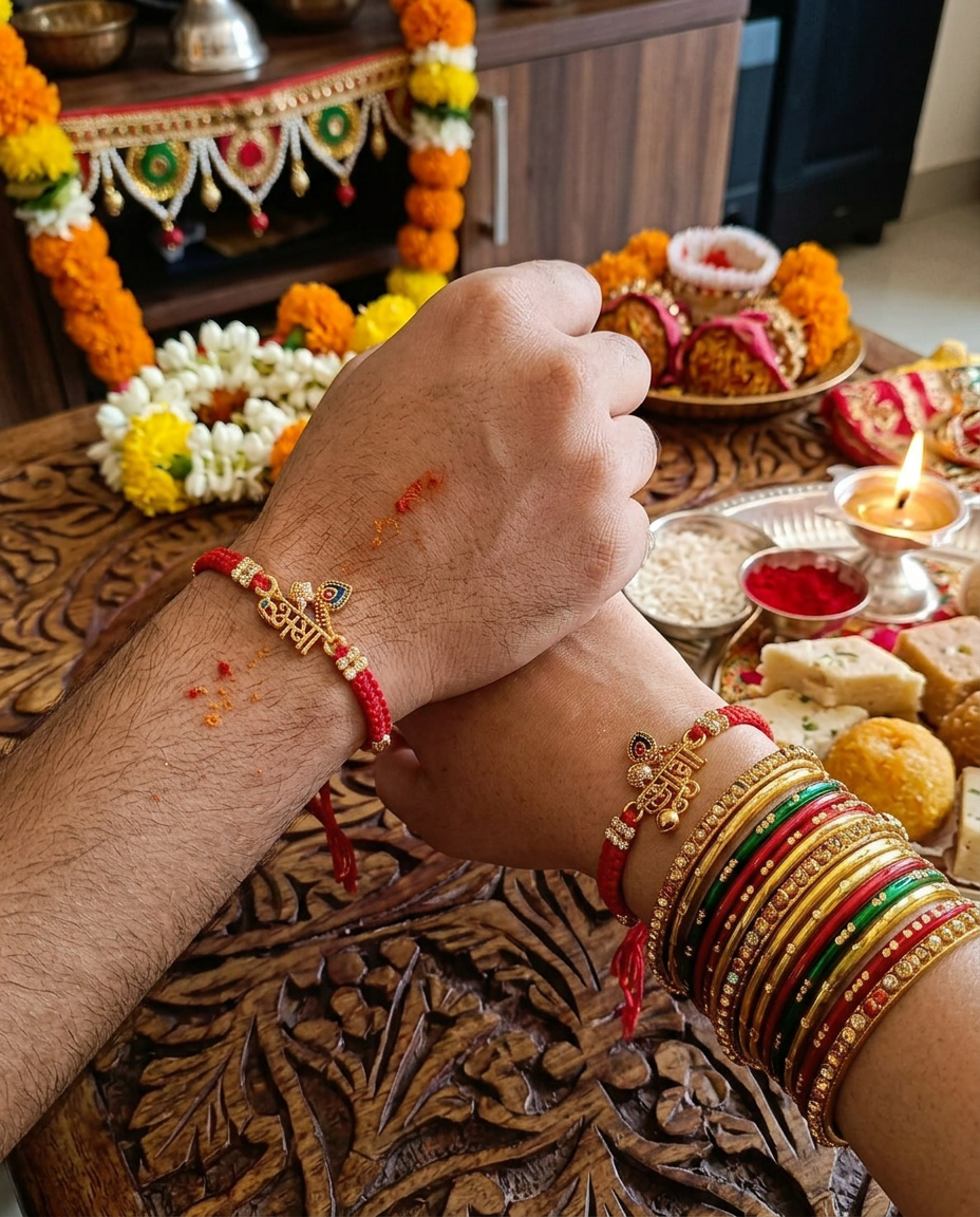 Bhaiya Bhabhi Rakhi Set of 2 | Designer Lumba Rakhi for Couples | Premium Raksha Bandhan Rakhi