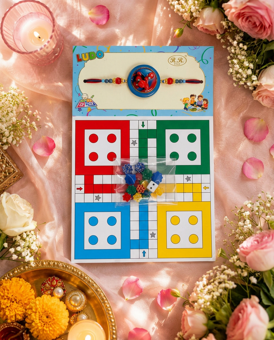 Ludo Rakhi for Brother with Game Board | Kids Raksha Bandhan Rakhi Gift | Handmade Designer Rakhi Set